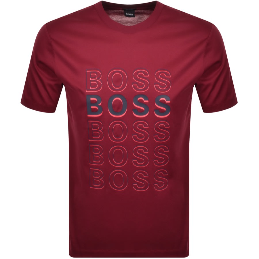 Alternative Image for ProductBOSS Crew Neck Tiburt Logo T Shirt Burgundy1